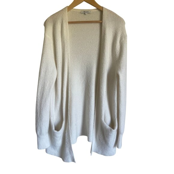 MADEWELL | Cozy Walker Cardigan Cream Alpaca Blend Sweater Medium Long Line - Picture 1 of 10